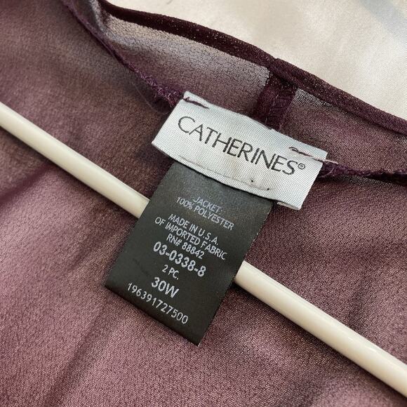 Catherines Burgundy Beaded Sheer Open Front Kimono Evening Cardigan Size 30 - Picture 5 of 11